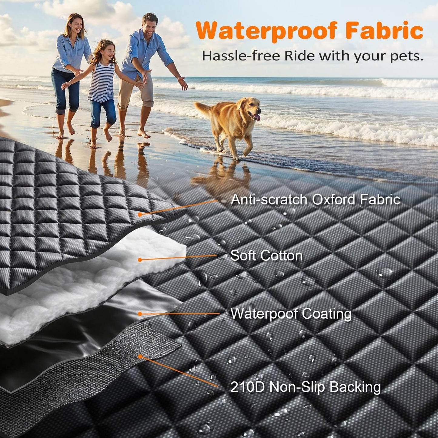 4 in 1 Dog Car Seat Cover for Back Seat, Waterproof Dog Hammock with Mesh Window and Side Flap Pet Car Seat Protector Dogs Backseat Cover for Cars, Suvs & Mid-Size Trucks