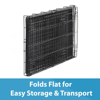 Foldable 2-Door 22" Wire Crate for Dogs with Divider and Leak-Proof Tray