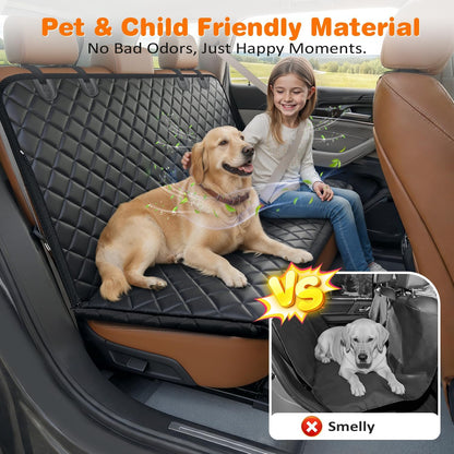 4 in 1 Dog Car Seat Cover for Back Seat, Waterproof Dog Hammock with Mesh Window and Side Flap Pet Car Seat Protector Dogs Backseat Cover for Cars, Suvs & Mid-Size Trucks
