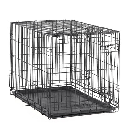 Foldable 2-Door 22" Wire Crate for Dogs with Divider and Leak-Proof Tray