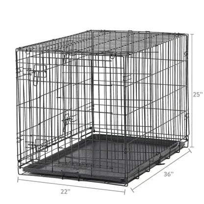 Foldable 36" Wire Crate for Dogs with Divider and Leak-Proof Tray