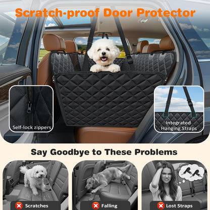 4 in 1 Dog Car Seat Cover for Back Seat, Waterproof Dog Hammock with Mesh Window and Side Flap Pet Car Seat Protector Dogs Backseat Cover for Cars, Suvs & Mid-Size Trucks