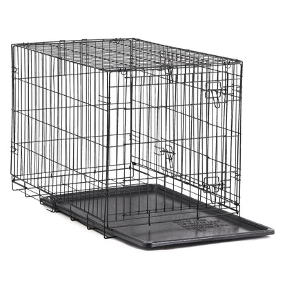 Foldable 2-Door 48" Wire Crate for Dogs with Divider and Leak-Proof Tray
