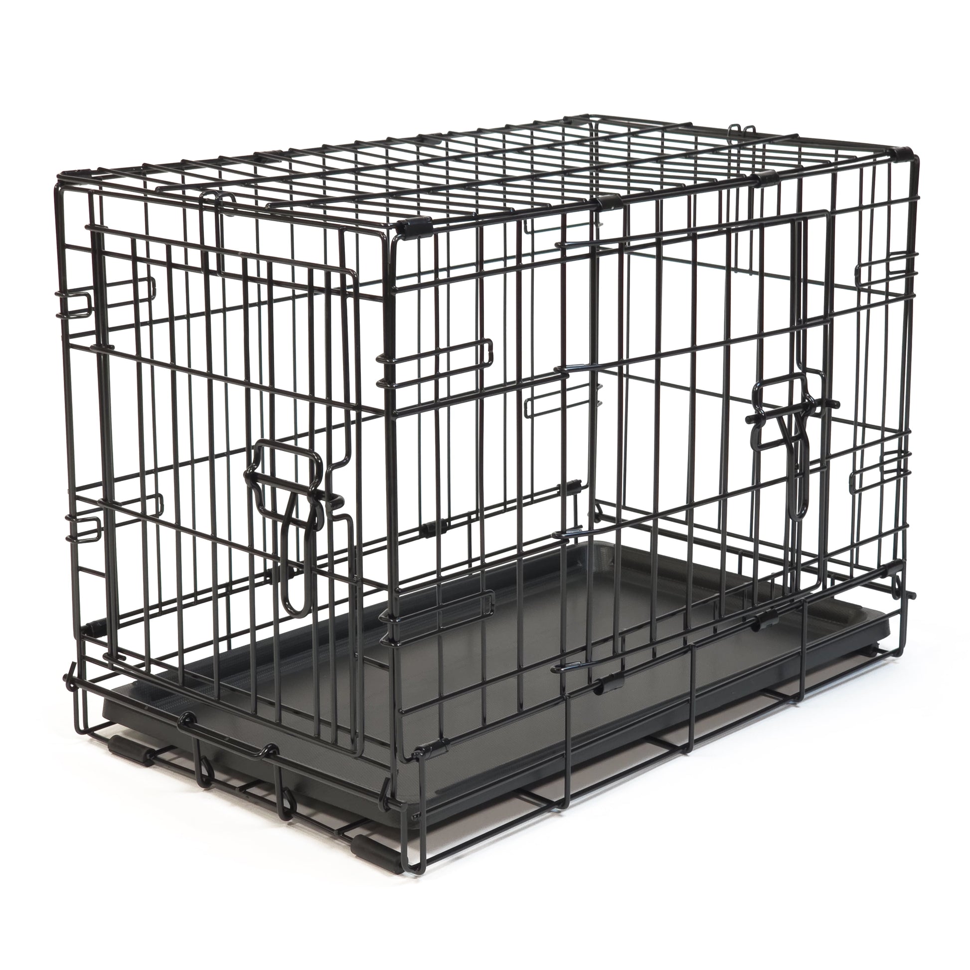 Foldable 2-Door 22" Wire Crate for Dogs with Divider and Leak-Proof Tray