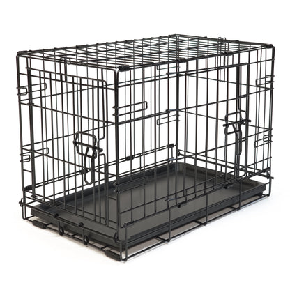 Foldable 2-Door 22" Wire Crate for Dogs with Divider and Leak-Proof Tray