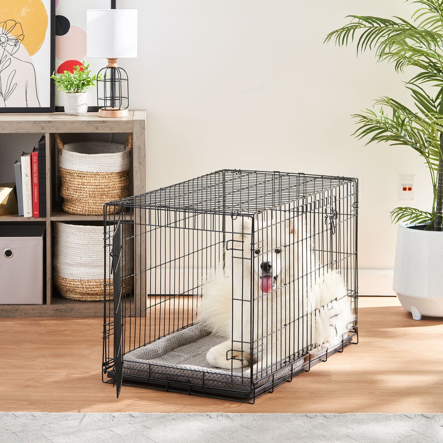 Foldable 2-Door 48" Wire Crate for Dogs with Divider and Leak-Proof Tray