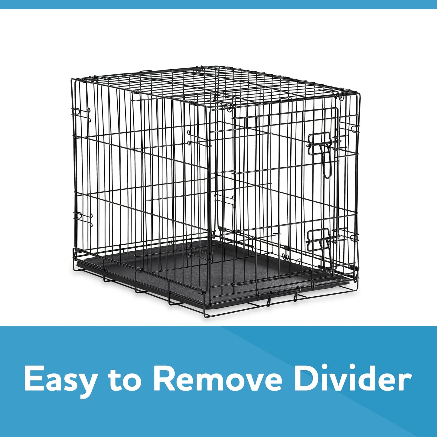 Foldable 2-Door 22" Wire Crate for Dogs with Divider and Leak-Proof Tray
