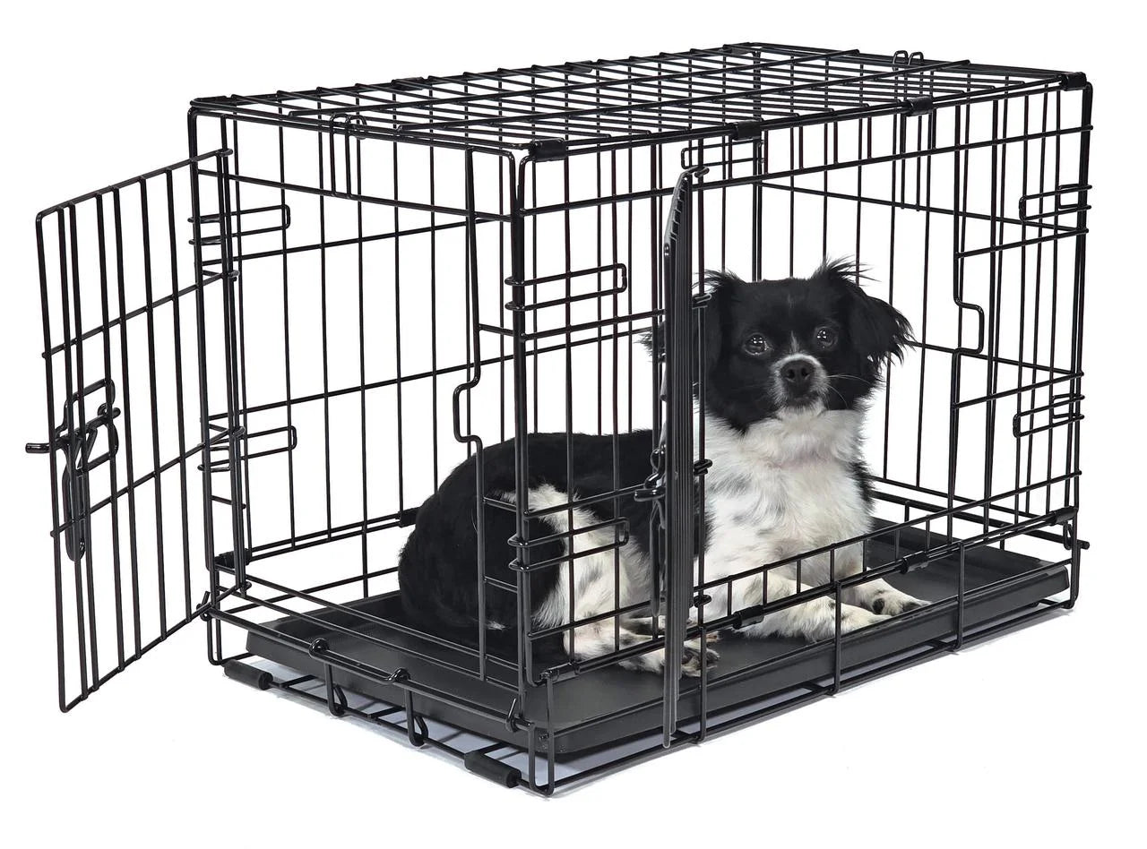 Foldable 2-Door 22" Wire Crate for Dogs with Divider and Leak-Proof Tray
