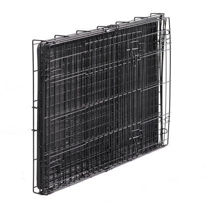Foldable 2-Door 48" Wire Crate for Dogs with Divider and Leak-Proof Tray
